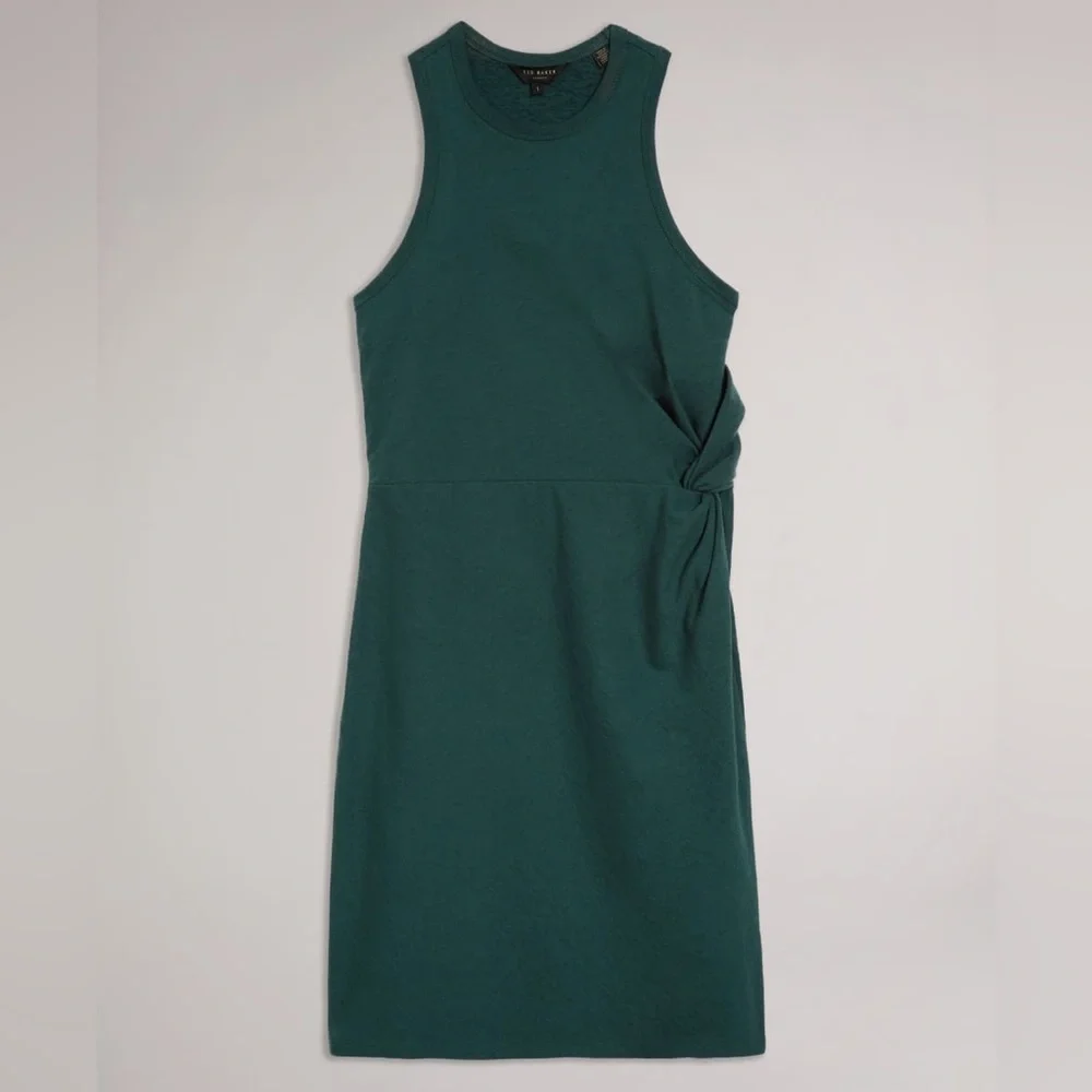 🆕 Ted Baker London Livviaa Knot Front Jersey Dress in Green